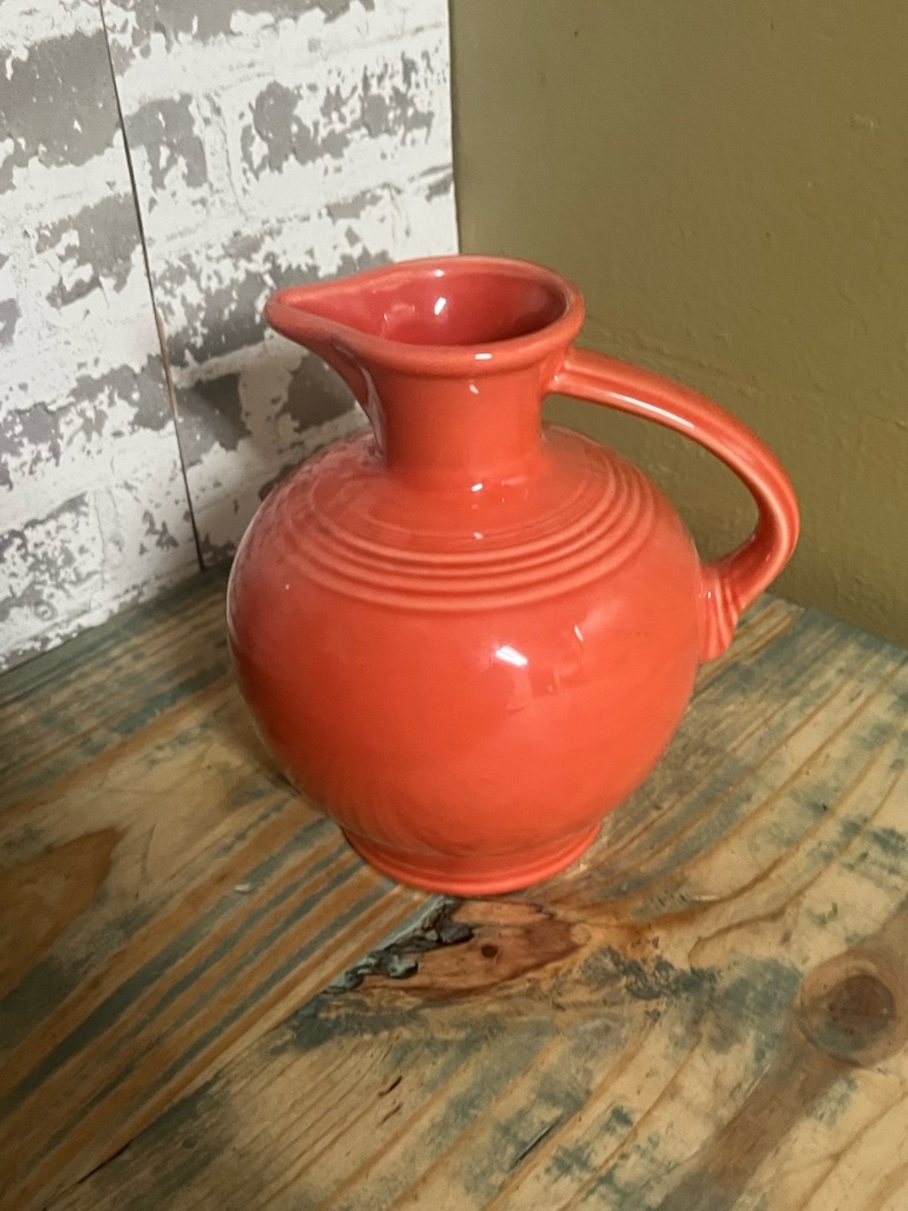 Vintage Retired Persimmon Orange Glazed Homer Laughlin Fiestaware Open Carafe